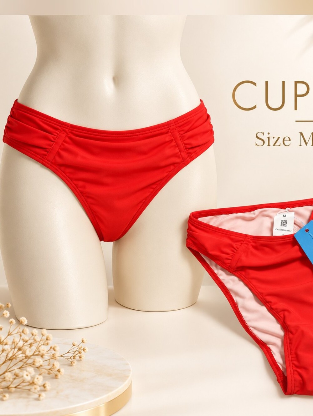 Cupshe Bright Red Low-Rise Bikini Bottoms
